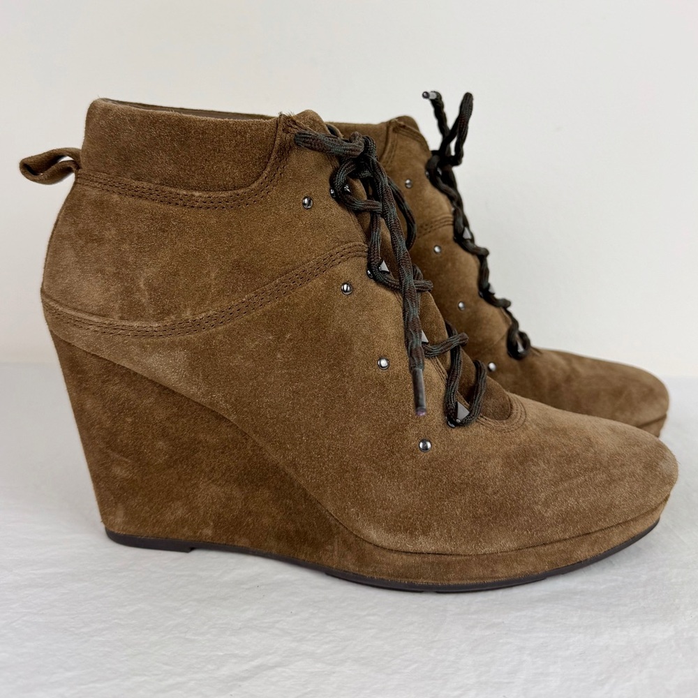 Via Spiga Brown Suede Wedge Booties